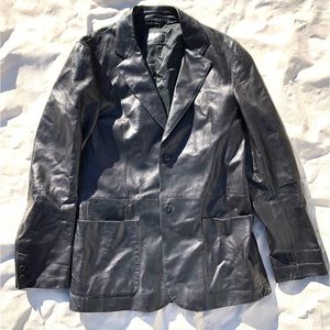 Two Button Black Leather Prada Jacket